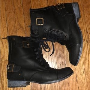 Black Leather Dolce Vita Combat Boots